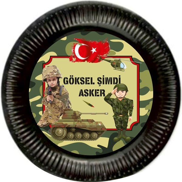 Asker Temalı Kişiye Özel Tabak 6 Adet
