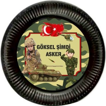 Asker Temalı Kişiye Özel Tabak 6 Adet