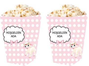 Kuzu Temalı Kişiye Özel Popcorn Kutusu 6 Adet