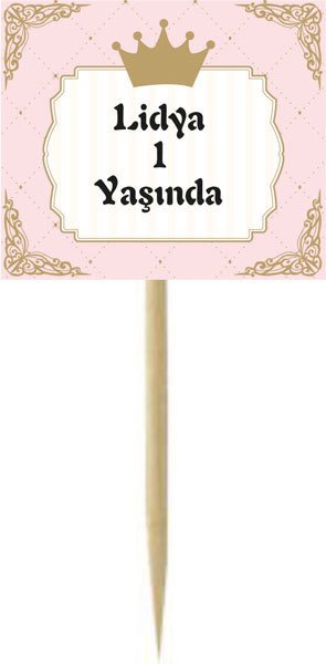 Prenses Temalı Kişiye Özel Küçük Kürdan 12 Adet