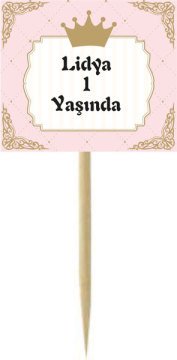 Prenses Temalı Kişiye Özel Küçük Kürdan 12 Adet