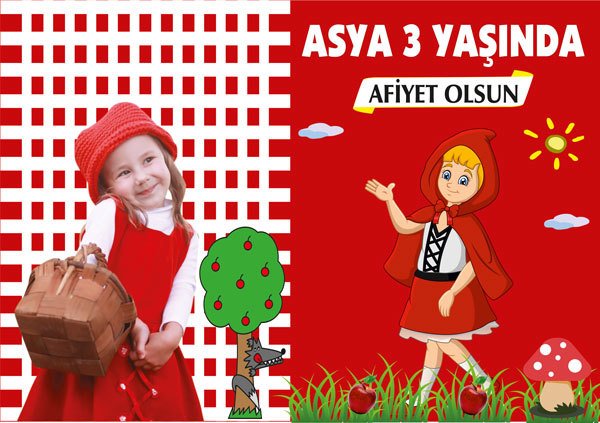 Kırmızı Başlıklı Kız Temalı Amerikan Servisi 6 Adet