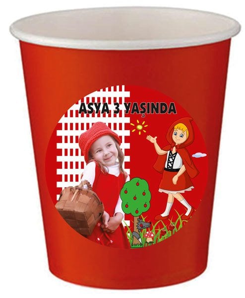 Kırmızı Başlıklı Kız Temalı Kişiye Özel Bardak 6 Adet