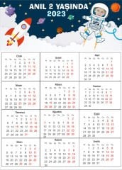 Uzay Temalı Kişiye Özel Takvim Magnet 4 Adet