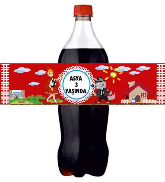 Kırmızı Başlıklı Kız Temalı Kişiye Özel Meşrubat Sargısı 3 Adet