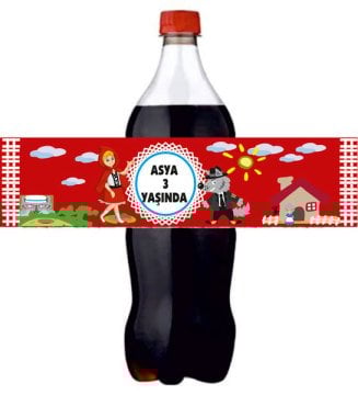 Kırmızı Başlıklı Kız Temalı Kişiye Özel Meşrubat Sargısı 3 Adet