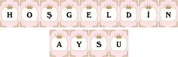 Prenses Temalı Kişiye Özel Asma Bayrak Afiş 4 Metre