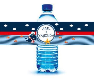 Denizci 2 Temalı Kişiye Özel Su Şişesi Sargısı 6 Adet
