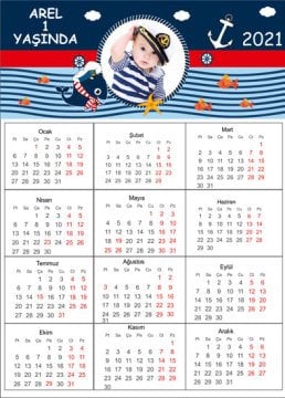 Denizci 2 Temalı Kişiye Özel Takvim Magnet 4 Adet