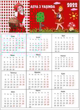 Kırmızı Başlıklı Kız Temalı Kişiye Özel Takvim Magnet 4 Adet