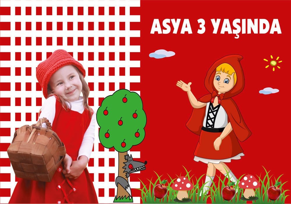 Kırmızı Başlıklı Kız Temalı Kişiye Özel Afiş