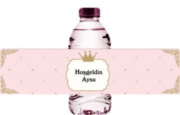 Prenses Temalı Kişiye Özel Su Şişesi Sargısı 6 Adet