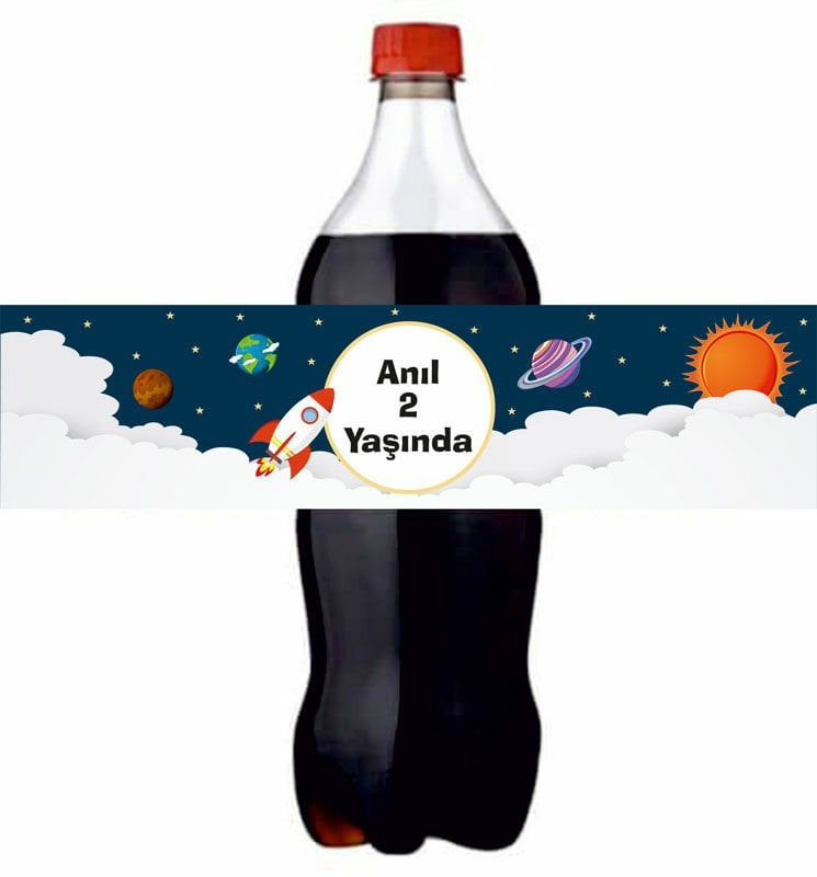 Uzay Temalı Kişiye Özel Meşrubat Sargısı 3 Adet