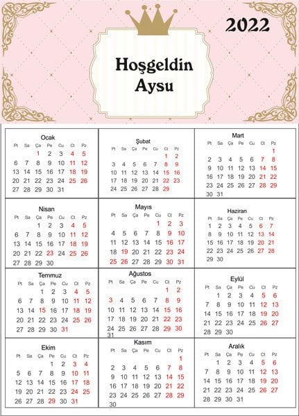 Prenses Temalı Kişiye Özel Takvim Magnet 4 Adet