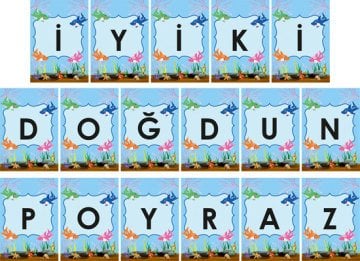 Sevimli Köpek Balığı Temalı Kişiye Özel Asma Bayrak Afiş 4 Metre