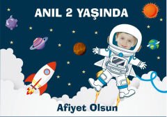 Uzay Temalı Kişiye Özel Amerikan Servisi 6 Adet