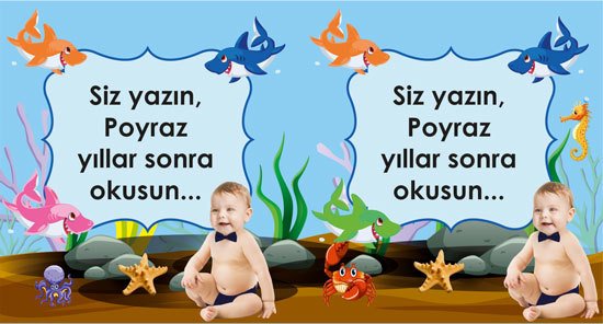 Sevimli Köpek Balığı Temalı Kişiye Özel Hatıra Kartı 6 Adet