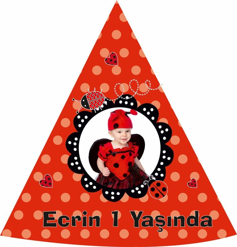 Uğur Böceği 2 Temalı Kişiye Özel Şapka 6 Adet