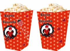 Uğur Böceği 2 Temalı Kişiye Özel Popcorn Kutusu 6 Adet