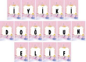 Prenses 2 Temalı Kişiye Özel Asma Bayrak Afiş 4 Metre