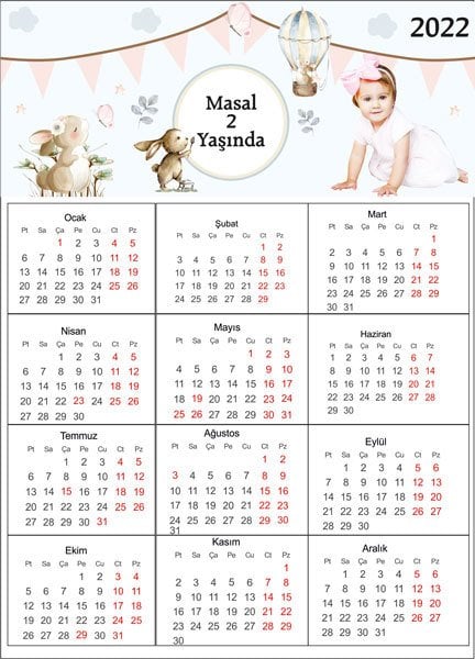 Tavşan Temalı Kişiye Özel Takvim Magnet 4 Adet