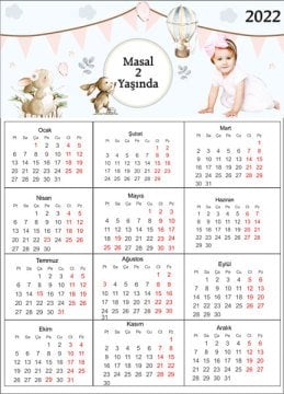Tavşan Temalı Kişiye Özel Takvim Magnet 4 Adet