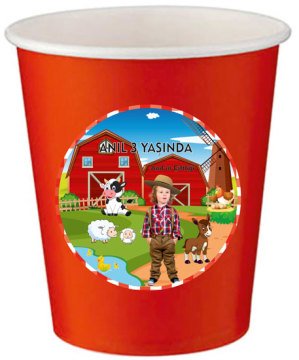 Çiftlik Temalı Kişiye Özel Bardak 6 Adet