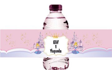 Prenses 2 Temalı Kişiye Özel Su Şişesi Sargısı 6 Adet