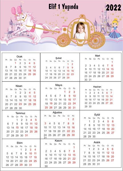Prenses 2 Temalı Kişiye Özel Takvim Magnet 4 Adet