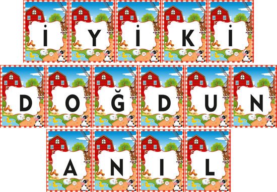 Çiftlik Temalı Kişiye Özel Asma Bayrak Afiş 4 Metre