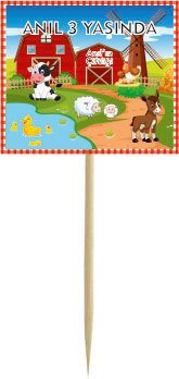 Çiftlik Temalı Kişiye Özel Küçük Kürdan 12 Adet