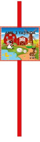 Çiflik Temalı Kişiye Özel Pipet 6 Adet