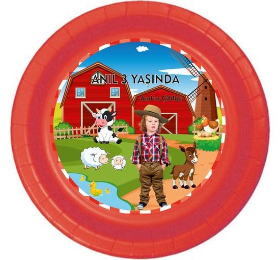 Çiftlik Temalı Kişiye Özel Tabak 6 Adet