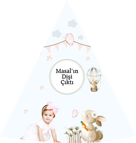 Tavşan Temalı Diş Buğdayı Kız Kişiye Özel Şapka 6 Adet