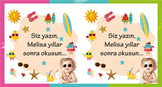 Yaz Temalı Kişiye Özel Hatıra Kartı 6 Adet