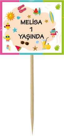 Yaz Temalı Kişiye Özel Küçük Kürdan 12 Adet