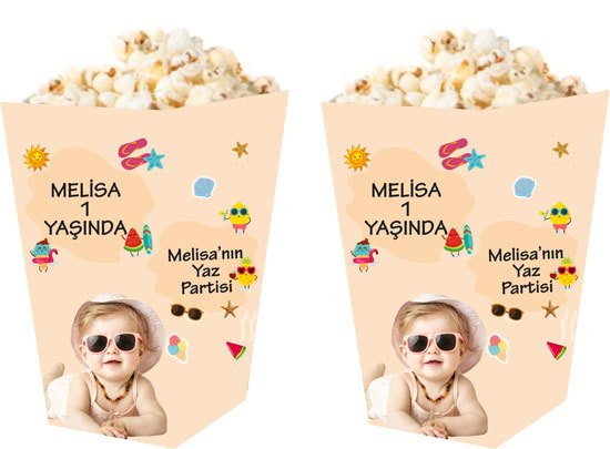Yaz Temalı Kişiye Özel Popcorn Kutusu 6 Adet