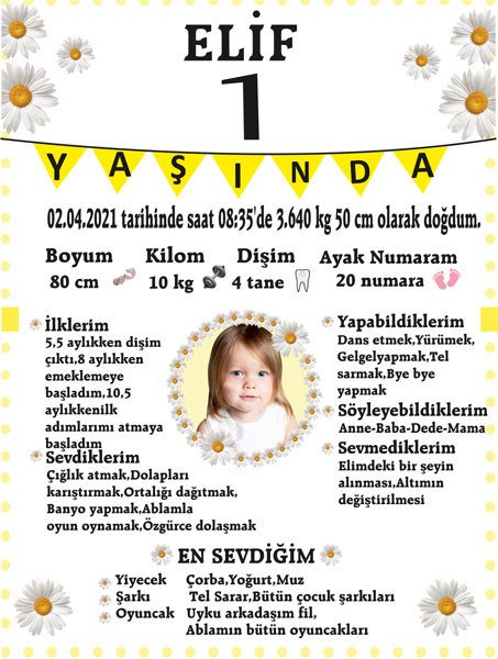 Papatya 2 Temalı Kişiye Özel Anı Magneti 1 Adet