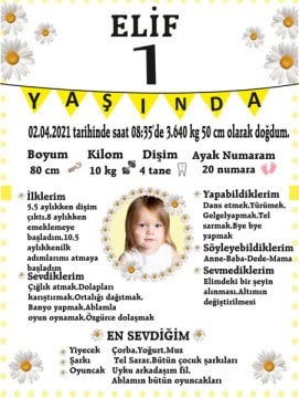 Papatya 2 Temalı Kişiye Özel Anı Magneti 1 Adet