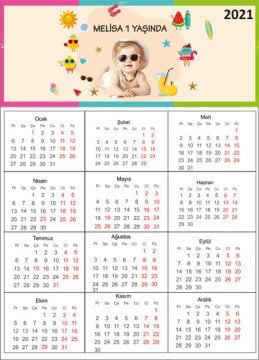 Yaz Temalı Kişiye Özel Takvim Magnet 4 Adet