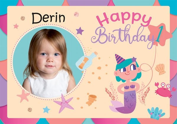 1 Yaş Kız Temalı Kişiye Özel Afiş