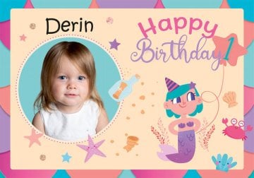 1 Yaş Kız Temalı Kişiye Özel Afiş