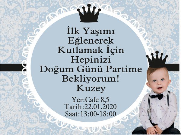 Prens 1 Temalı Kişiye Özel Davetiye 6 Adet