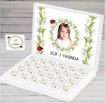 Papatya Temalı Kişiye Özel Çikolata