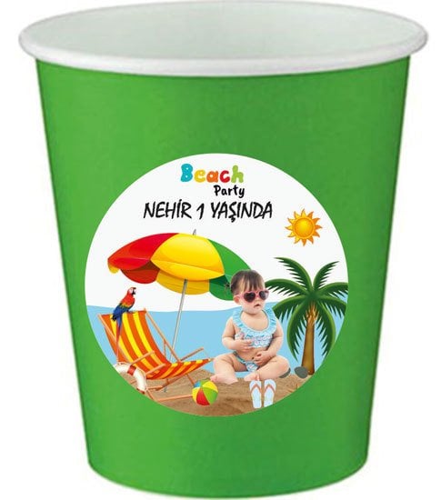 Beach Party Temalı Kişiye Özel Bardak 6 Adet
