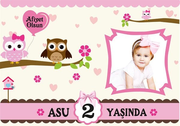 Baykuş Temalı Kişiye Özel Amerikan Servisi 6 Adet