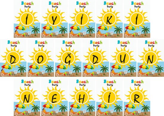 Beach Party Temalı Kişiye Özel Asma Bayrak Afiş 4 Metre