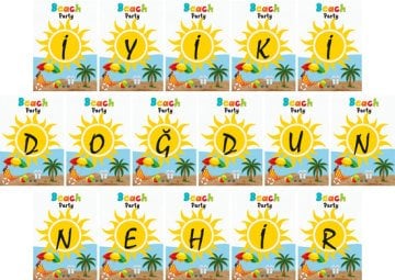 Beach Party Temalı Kişiye Özel Asma Bayrak Afiş 4 Metre