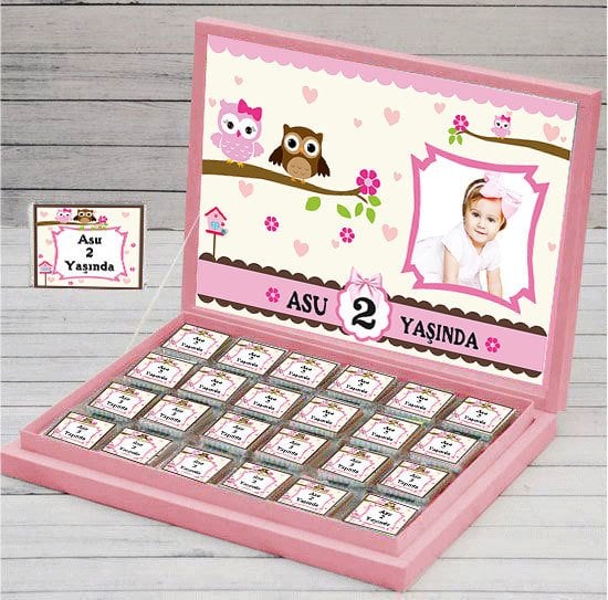 Baykuş Temalı Kişiye Özel Çikolata