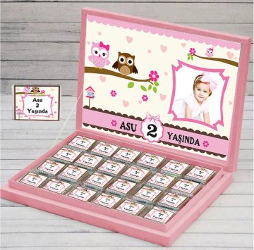 Baykuş Temalı Kişiye Özel Çikolata